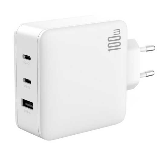 Carregador de Rede XO Design CE14, 100W, 3.25A, 1 x USB-A - 2 x USB-C, Branco