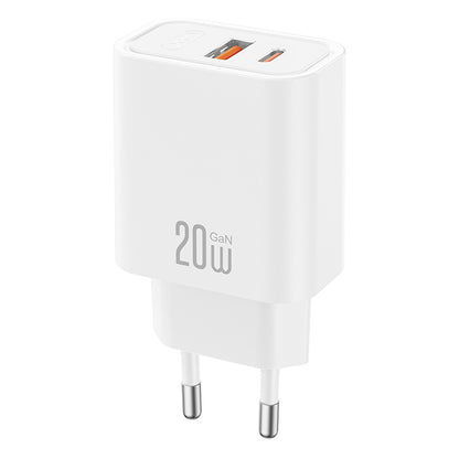 Carregador de Rede XO Design CE40, 20W, 3A, 1 x USB-A - 1 x USB-C, Branco