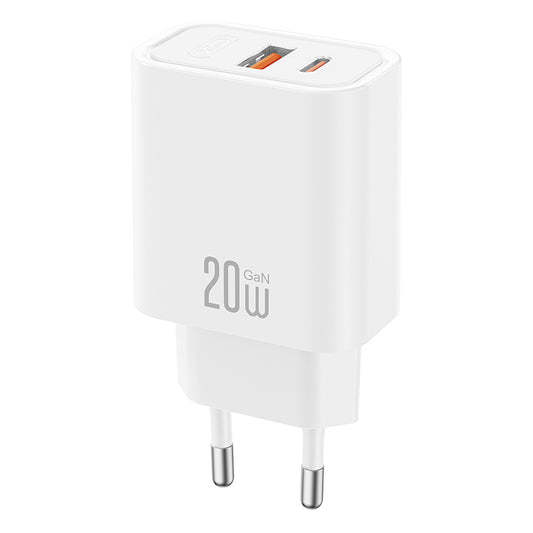Carregador de Rede XO Design CE40, 20W, 3A, 1 x USB-A - 1 x USB-C, Branco
