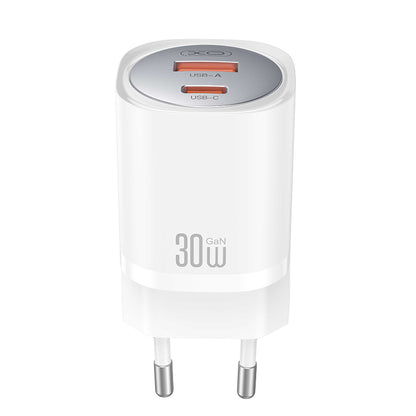 XO Design CE21 Network Charger, 30W, 3A, 1 x USB-A - 1 x USB-C, White