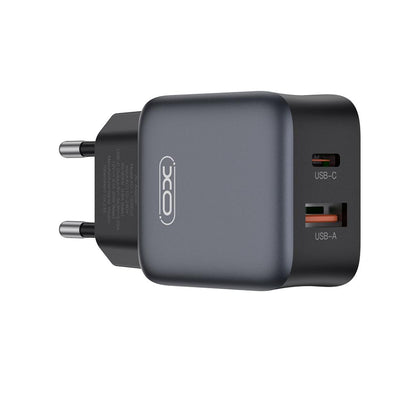 Carregador de Rede XO Design L156, 30W, 3A, 1 x USB-A - 1 x USB-C, Preto