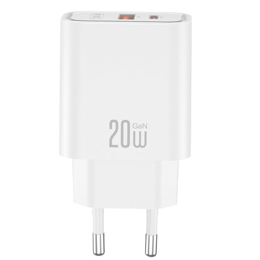 Carregador de Rede XO Design CE40, 20W, 3A, 1 x USB-A - 1 x USB-C, Branco