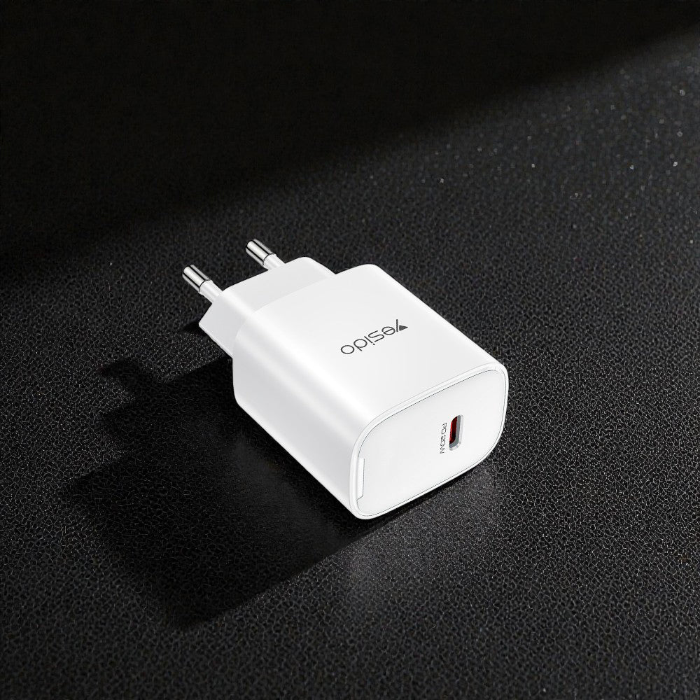 Carregador de Rede Yesido YC01E, 20W, 3A, 1 x USB-C, Branco