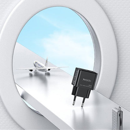 Carregador de Rede Yesido YC64, 30W, 3A, 1 x USB-A - 1 x USB-C, Preto