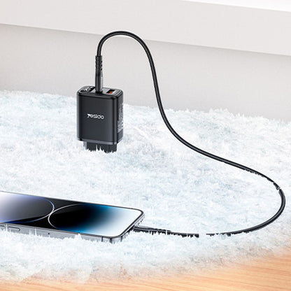 Carregador de Rede Yesido YC68, Display 20W, 3A, 1 x USB-A - 1 x USB-C, Preto