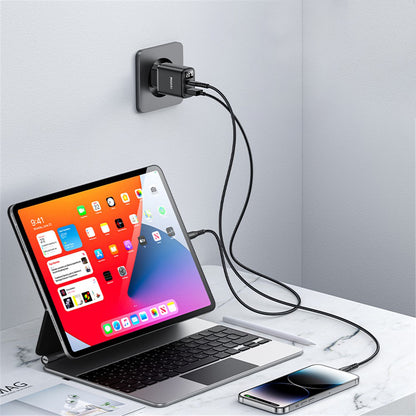 Carregador de Rede Yesido YC68, Display 20W, 3A, 1 x USB-A - 1 x USB-C, Preto