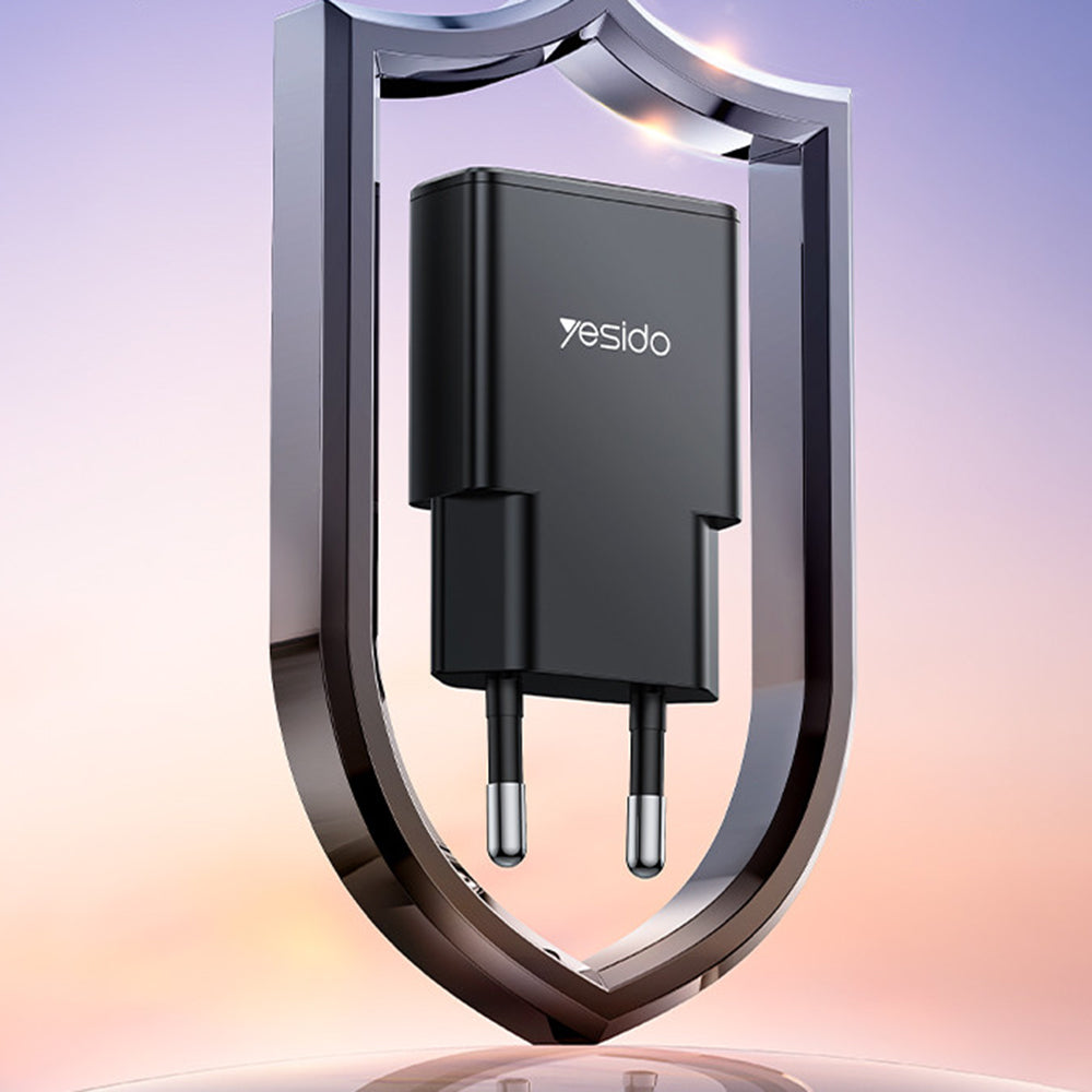 Carregador de Rede Yesido YC74, 30W, 3A, 1 x USB-C, Preto
