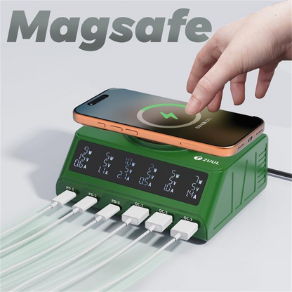 Carregador Estação 2UUL PC11 QI, 110W, 3A, 3 x USB-A - 3 x USB-C, Verde