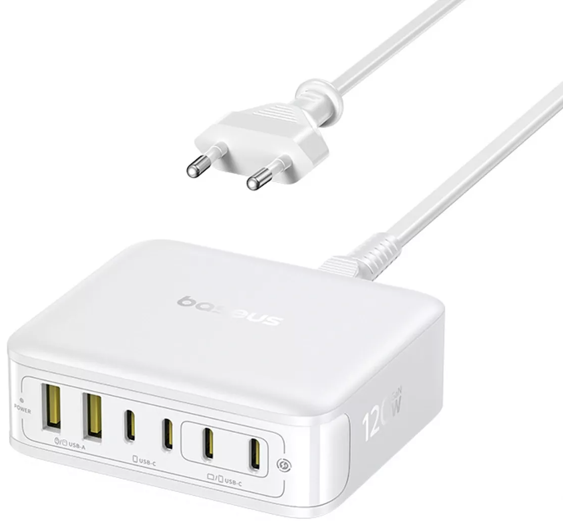 Carregador Estação Baseus EnerFill FH21, 120W, 2 x USB-A - 4 x USB-C, Branco E0120T01