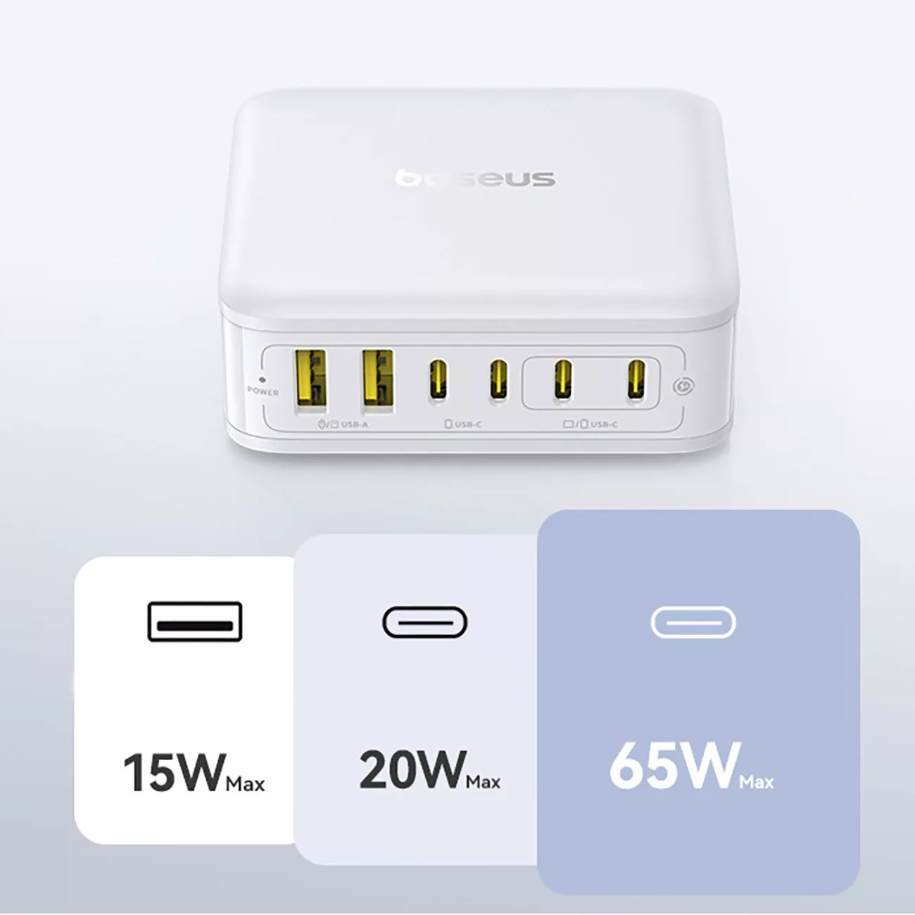 Carregador Estação Baseus EnerFill FH21, 120W, 2 x USB-A - 4 x USB-C, Branco E0120T01