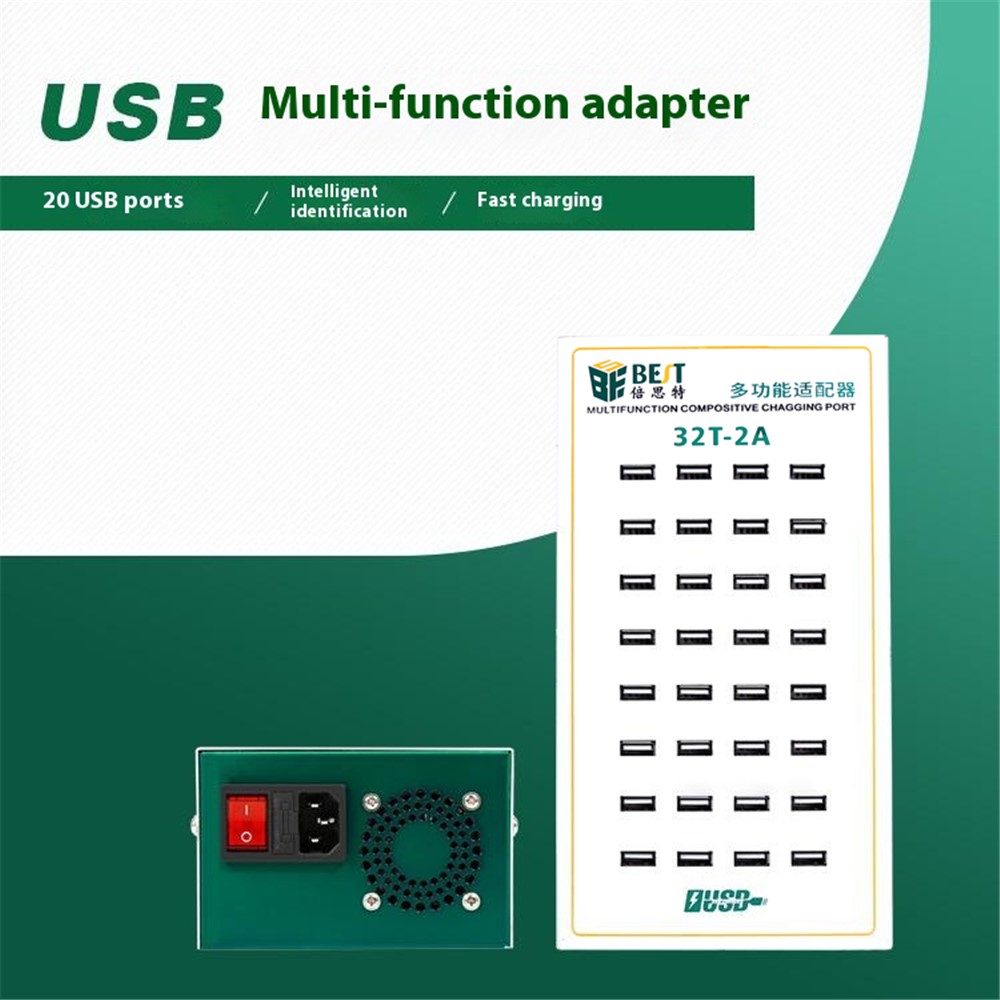Carregador Estação Best 32T-2A, 2A, 32 x USB-A, Branco