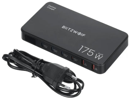 Carregador Estação BlitzWolf BW-S30, 175W, 5A, 2 x USB-A - 4 x USB-C, Preto