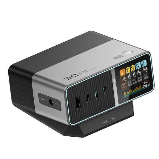 Carregador Estação Cuktech TA3005U, 300W, 1 x DC - 1 x USB-A - 3 x USB-C, Cinzento