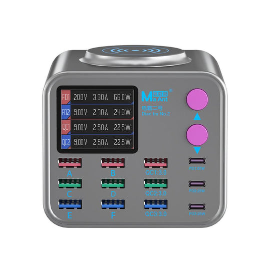 MaAnt DianBa No.2 QI Charging Station, 300W, 3A, 3 x USB-C - 9 x USB-A, Grey