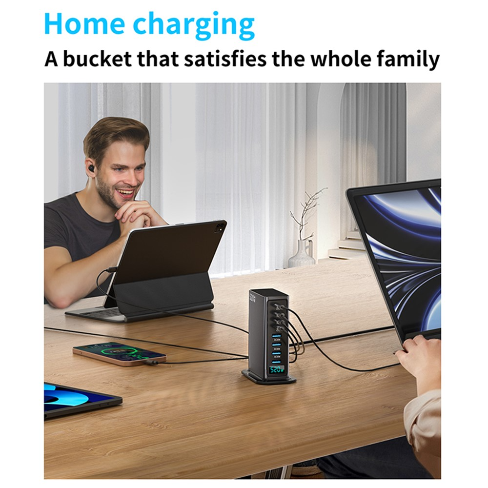 Carregador Estação OEM, 520W, 5A, 4 x USB-A - 4 x USB-C, Cinzento