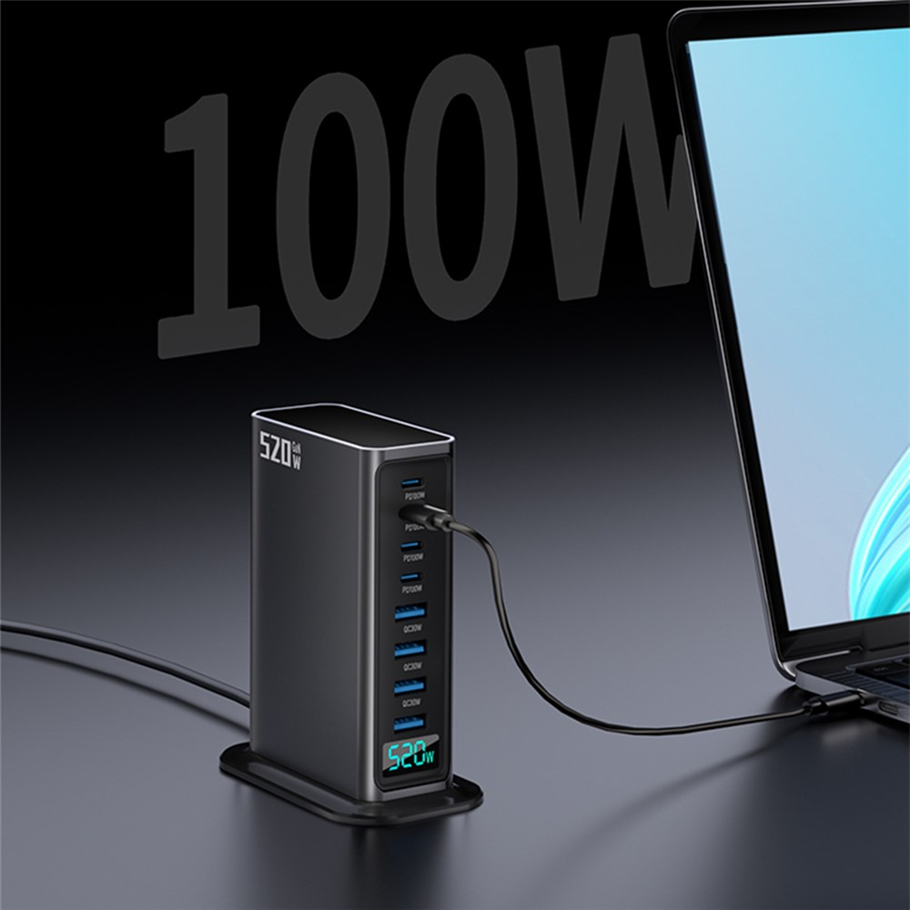 Carregador Estação OEM, 520W, 5A, 4 x USB-A - 4 x USB-C, Cinzento