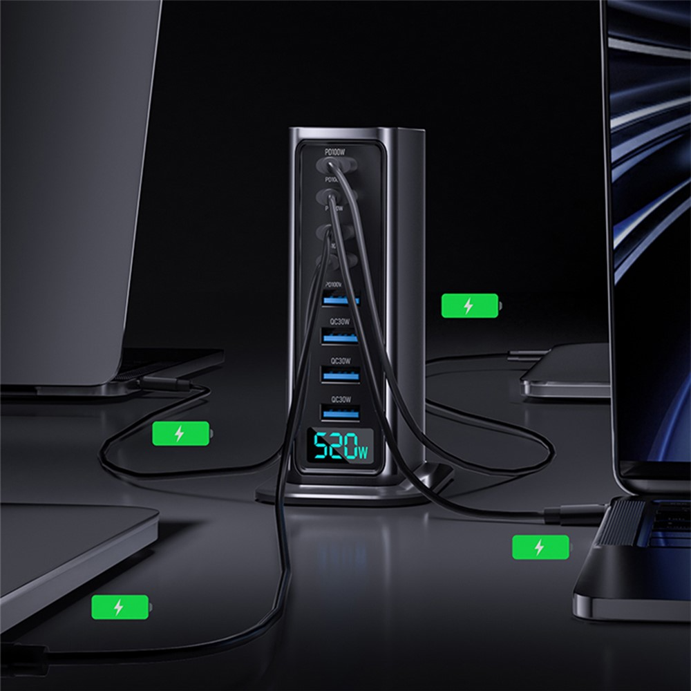 Carregador Estação OEM, 520W, 5A, 4 x USB-A - 4 x USB-C, Cinzento
