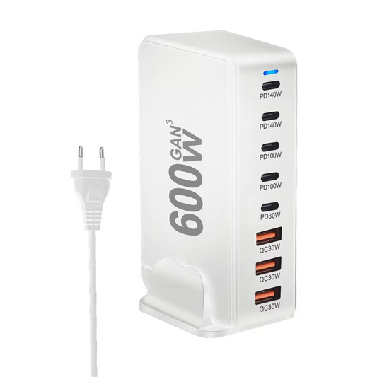 Carregador Estação OEM, 600W, 4 x USB-A - 4 x USB-C, Branco