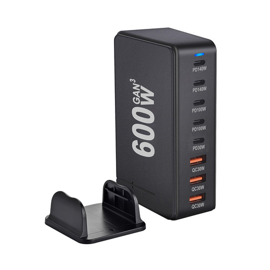 Carregador Estação OEM, 600W, 4 x USB-A - 4 x USB-C, Preto