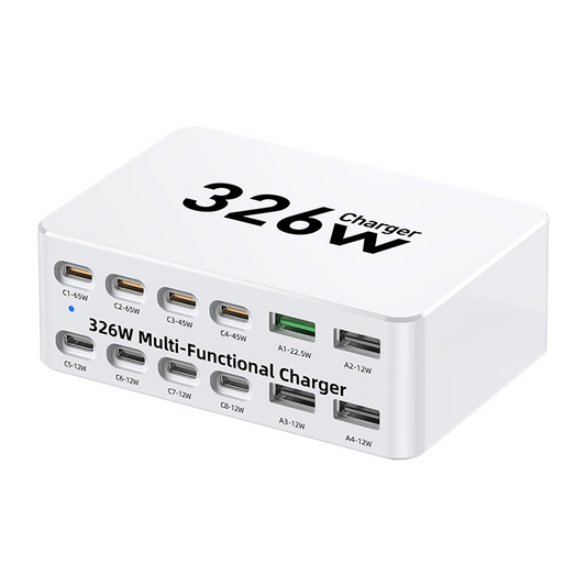 Carregador Estação OEM WLX-818E, 326W, 3.25A, 4 x USB-A - 8 x USB-C, Branco