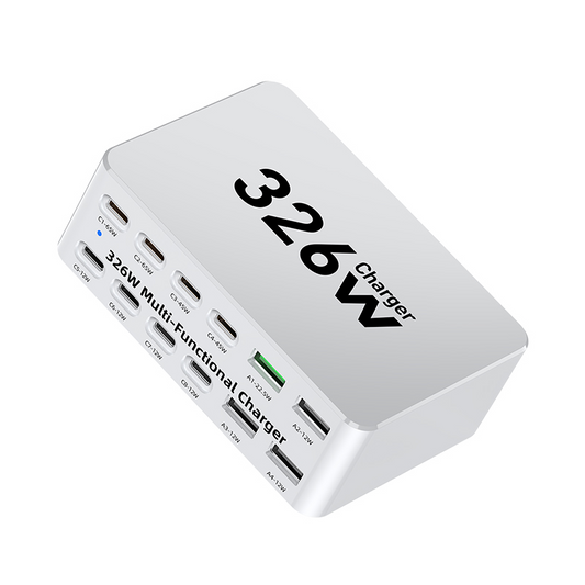 Carregador Estação OEM WLX-818E, 326W, 3.25A, 4 x USB-A - 8 x USB-C, Branco