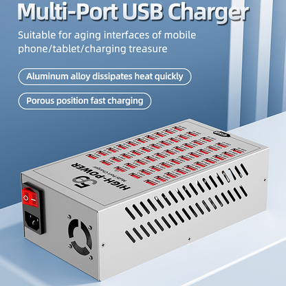 Carregador Estação OEM WLX-T2A, 200W, 2.4A, 50 x USB-A, Prateado