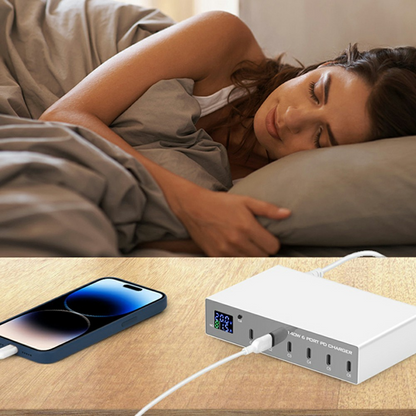 Carregador Estação OEM WLX-X6P, 140W, 3A, 6 x USB-C, Prateado
