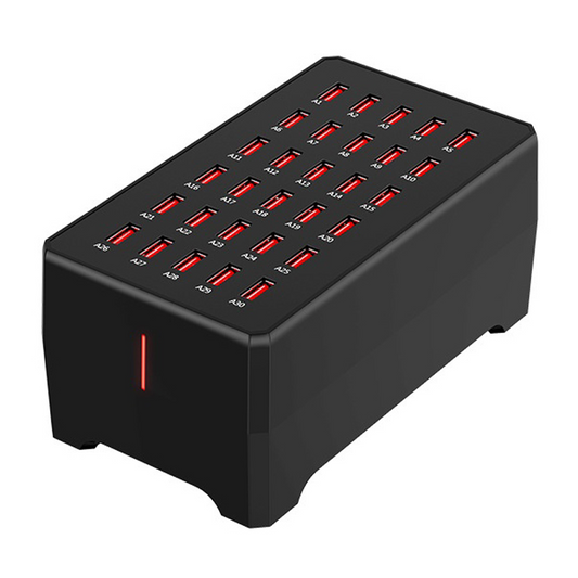 Carregador Estação OEM WT-268, 150W, 2.4A, 30 x USB-A, Preto