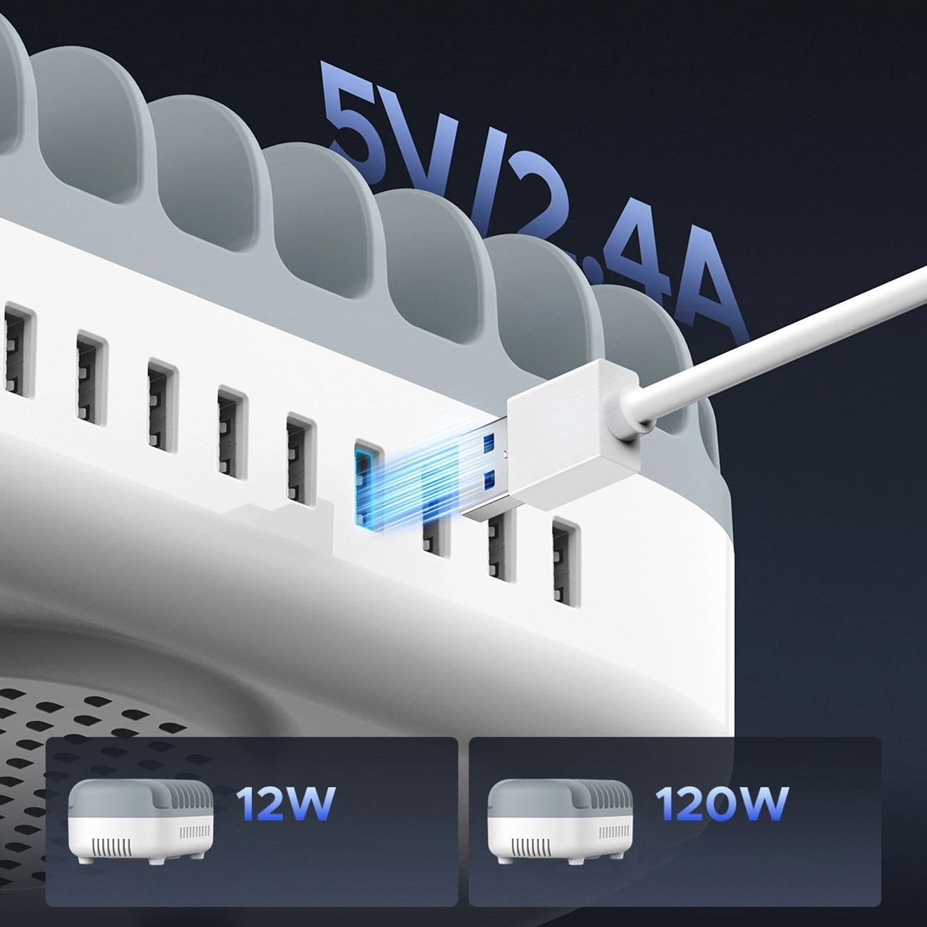 Carregador Estação Orico DUK-10P-V1, 120W, 2.4A, 10 x USB-A, Branco