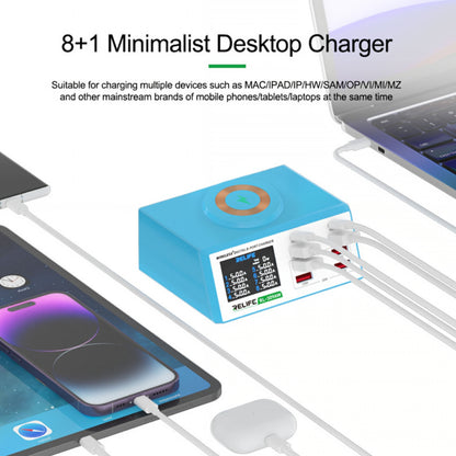 Carregador Estação Relife RL-309AW, 100W, 5A, 2 x USB-C - 6 x USB-A, Azul