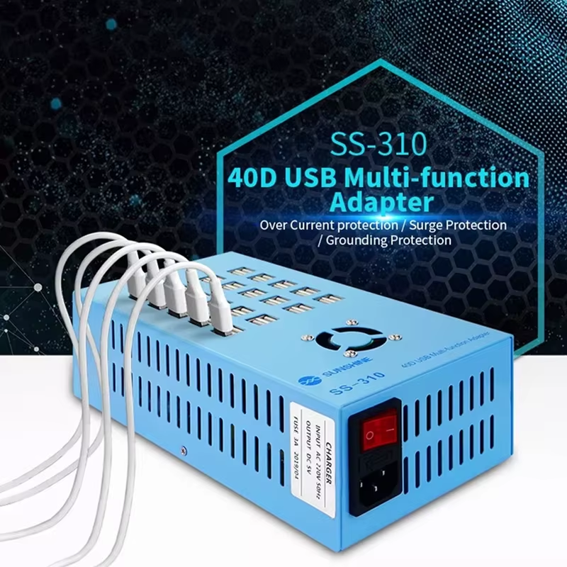 Carregador Estação Sunshine SS-310, 40 x USB-A, Azul