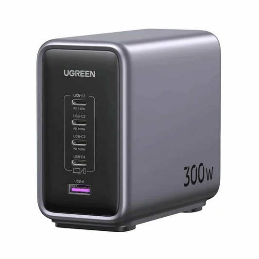 Carregador Estação UGREEN CD333 Nexode, 300W, 5A, 1 x USB-A - 4 x USB-C, Cinzento, Reembalado