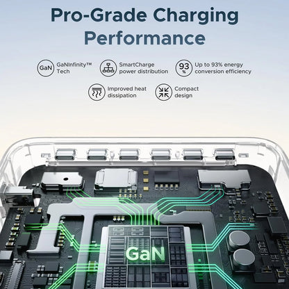 Carregador Estação UGREEN Nexode Pro X783 (75753B) com ecrã, 300 W, 5 A, 1 x USB-A - 6 x USB-C - 1 x DC, Cinzento