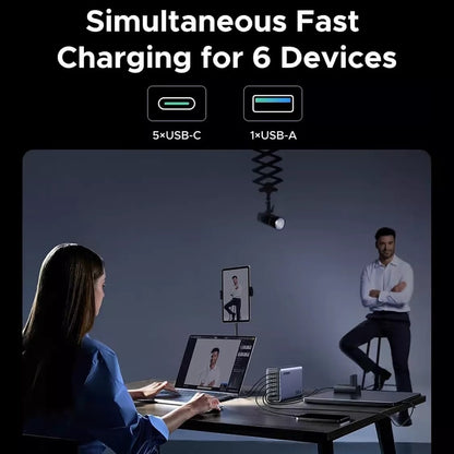 UGREEN Nexode X759 Charging Station, 500W, 5A, 1 x USB-A - 5 x USB-C, Gray