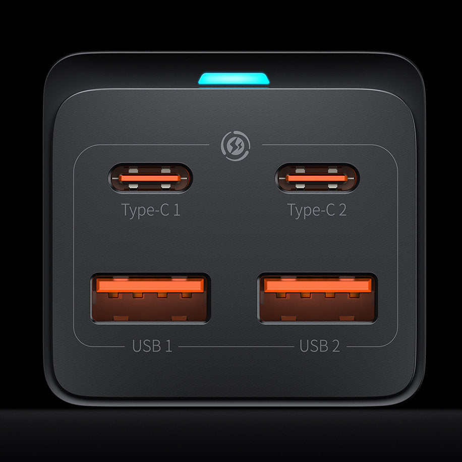 Carregador Estação USB-C Baseus GaN3 Pro, 100W, 5A, 2 x USB-A - 2 x USB-C, Preto, Reembalado CCGP000101