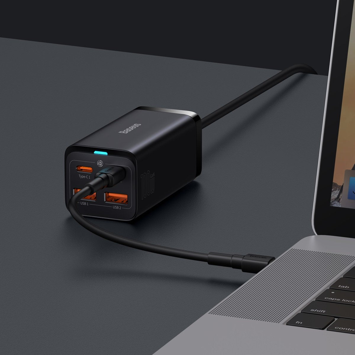 Carregador Estação USB-C Baseus GaN3 Pro, 100W, 5A, 2 x USB-A - 2 x USB-C, Preto, Reembalado CCGP000101