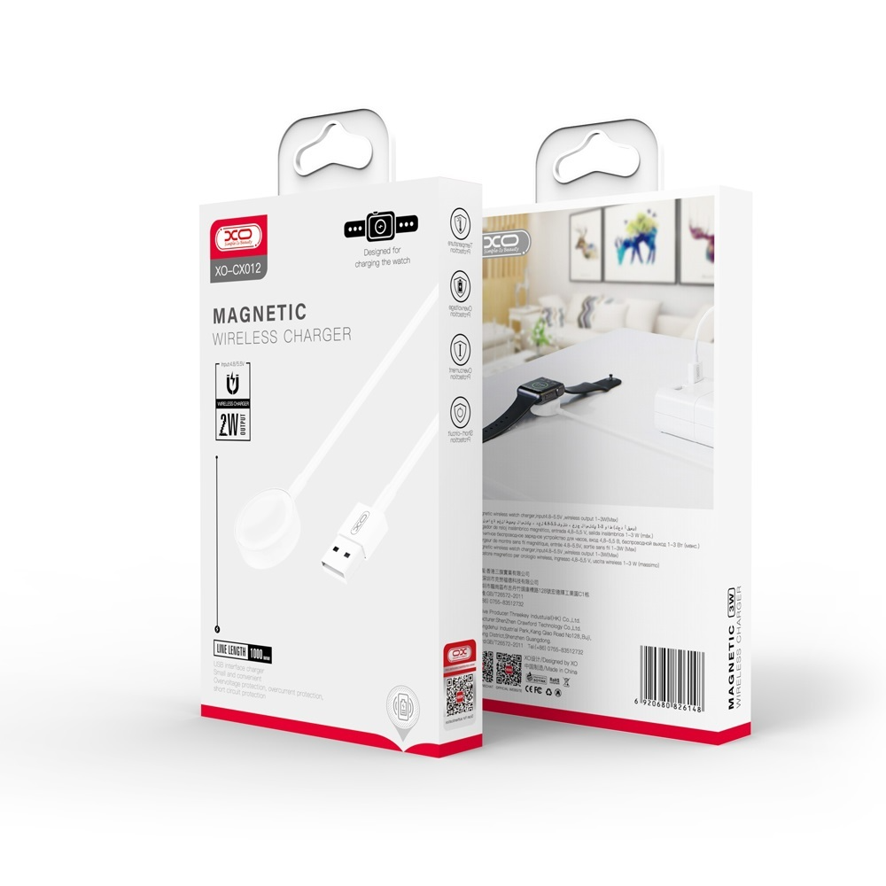 Carregador Wireless XO Design CX012 para Apple Watch Series, USB-A, Branco