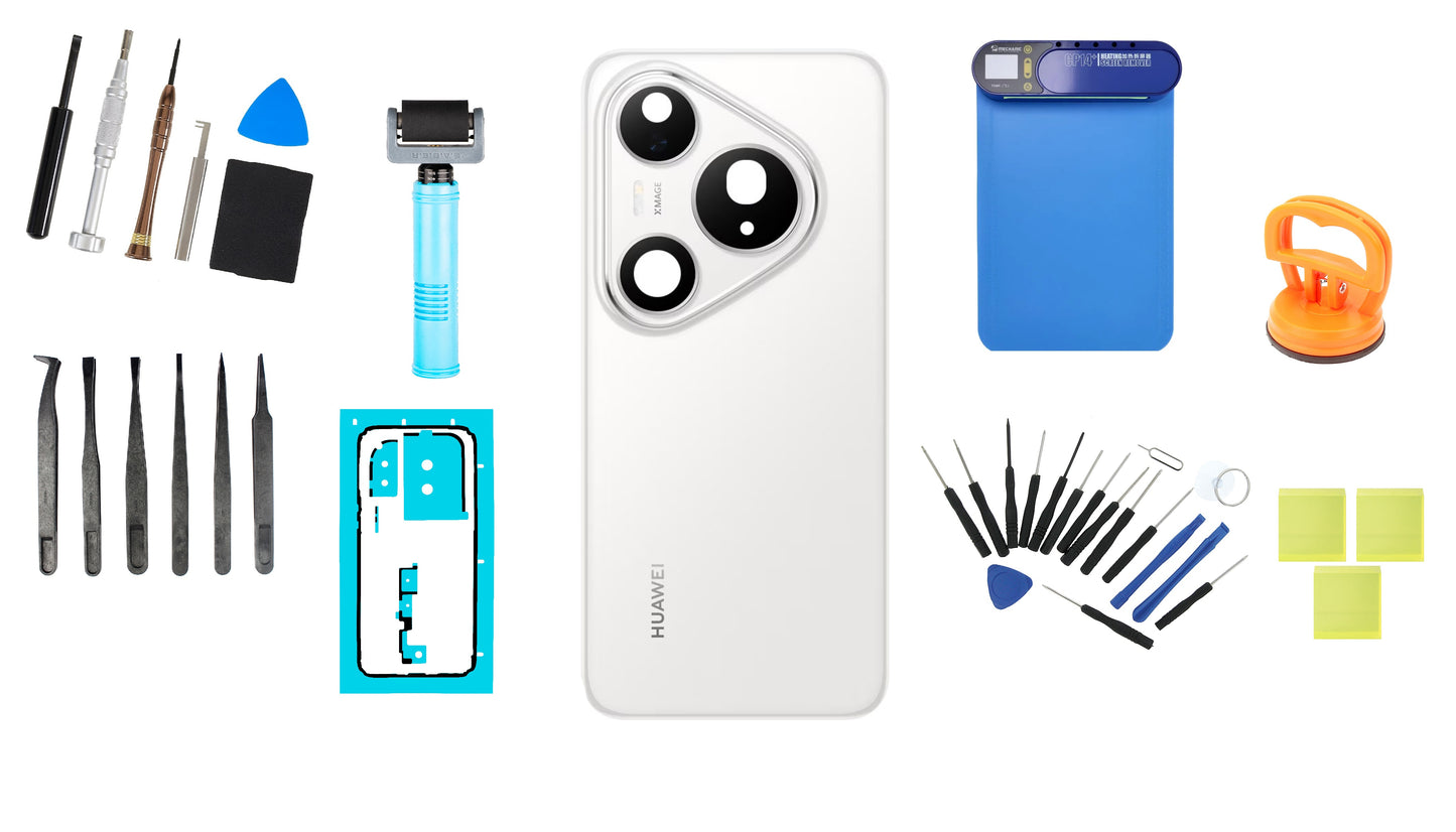 Kit Tampa de Bateria Huawei Pura 80 Pro Glazed White Service Pack e Ferramentas de Serviço Dedicadas