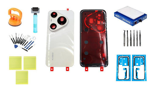 Huawei Pura 90s Pro Max Blush Gold Battery Cover Kit, Service Pack, and Dedicated Repair Tools