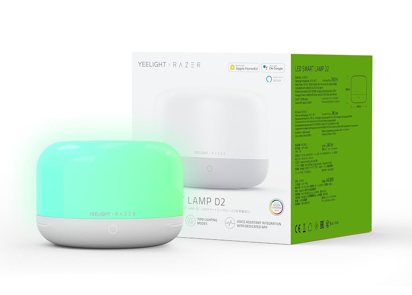 Lâmpada LED de Presença Yeelight D2 by Razer, Wi-Fi, 5W, 1700K - 6500K, 240lm, RGB, Recondicionada YLCT01YL