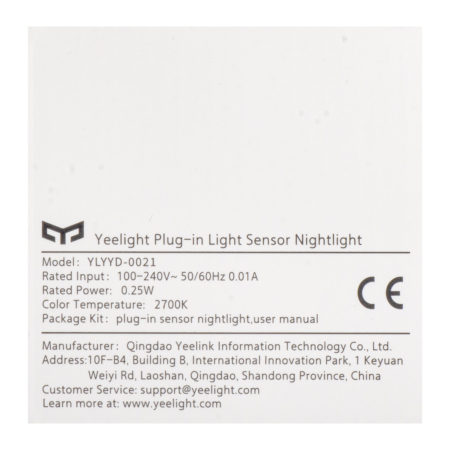 Yeelight Yeelight Plug-in Nightlight Lite, 0.25W, 2700K, Sensor, Branco YLYYD-0021