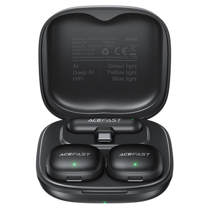 Lavalier Acefast R1, USB-C, Conjunto de 2 peças, Preto