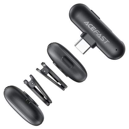 Lavalier Acefast R1, USB-C, Conjunto de 2 peças, Preto