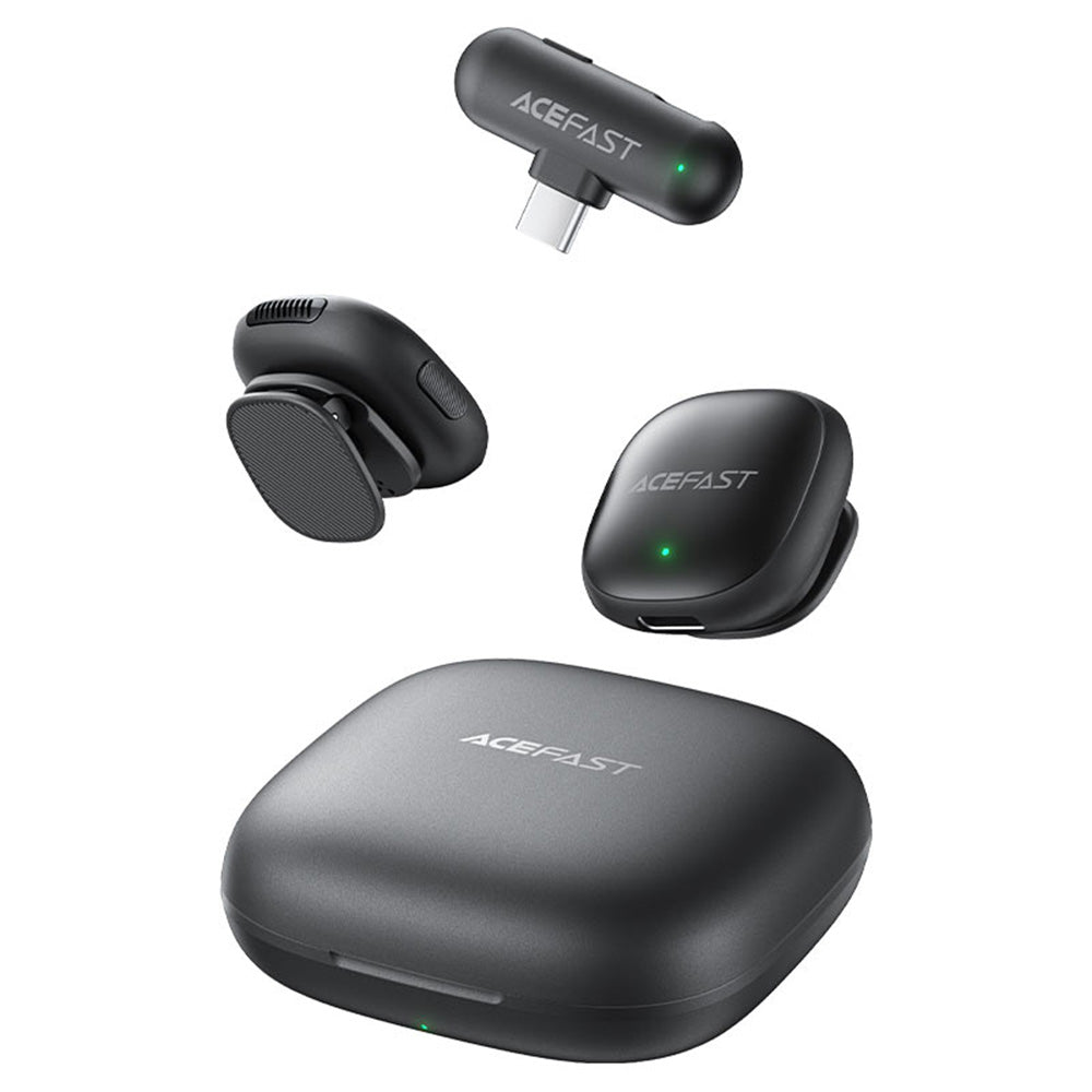 Lavalier Acefast R1, USB-C, Conjunto de 2 peças, Preto