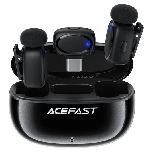 Lavalier Acefast R2, USB-C, Conjunto de 2 peças, Preto