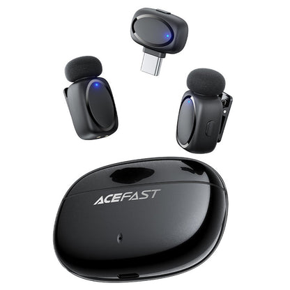 Lavalier Acefast R2, USB-C, Conjunto de 2 peças, Preto
