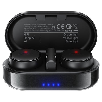Lavalier Acefast R3, USB-C, Conjunto de 2 peças, Preto
