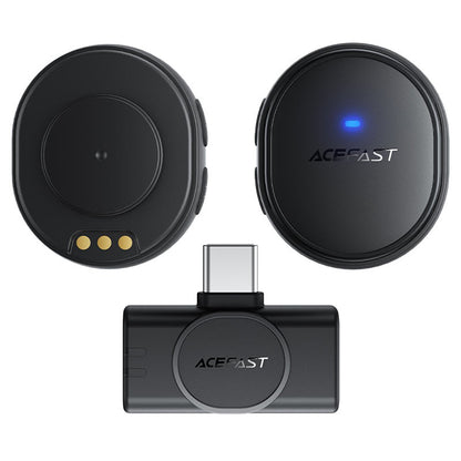 Lavalier Acefast R3, USB-C, Conjunto de 2 peças, Preto