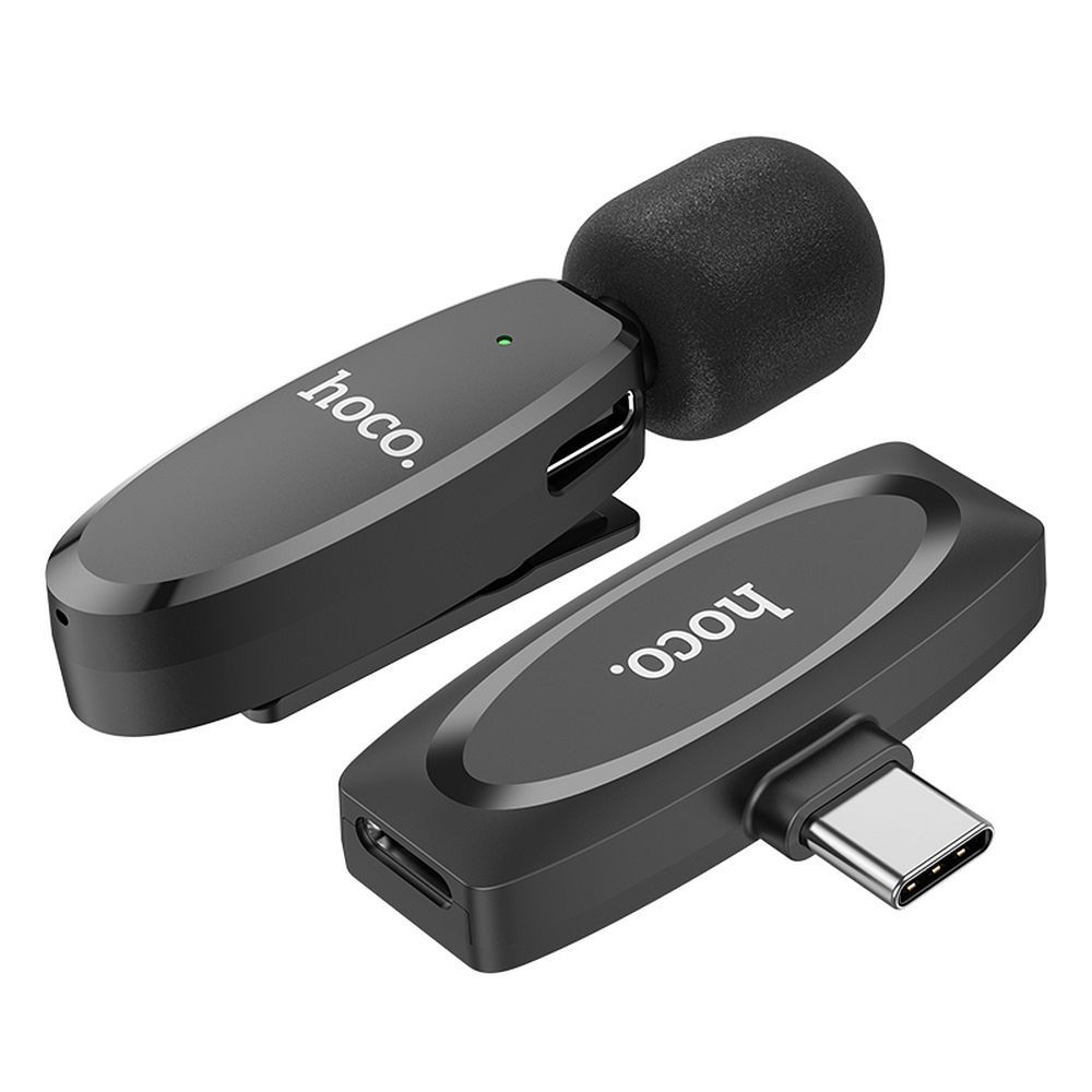 Lavalier Bluetooth HOCO L15, USB-C, preto