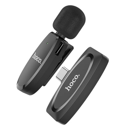 Lavalier Bluetooth HOCO L15, USB-C, preto